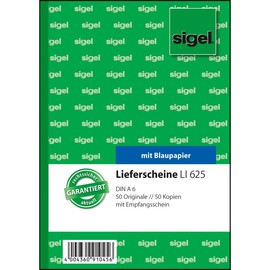 Lieferscheinbuch A6 hoch 2x50Blatt mit Blaupapier Sigel LI625 Produktbild