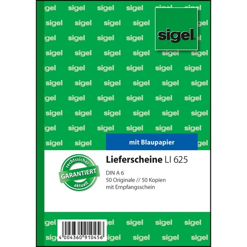 Lieferscheinbuch A6 hoch 2x50Blatt mit Blaupapier Sigel LI625 Produktbild