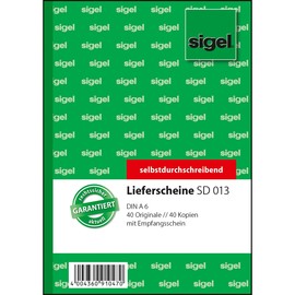 Lieferscheinbuch A6 hoch 2x40Blatt selbstdurchschreibend Sigel SD013 Produktbild