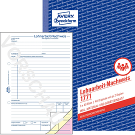 Lohnarbeit-Nachweis A5 3x40Blatt selbstdurchschreibend Zweckform 1771 Produktbild