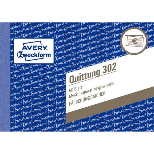Quittungsblock A6 quer 50Blatt mit Mikroperforation Zweckform 302 Produktbild Additional View 1 L