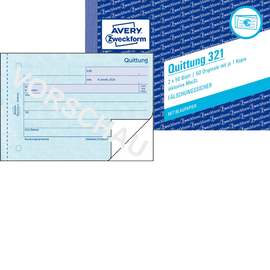 Quittungsblock A6 quer 2x50Blatt mit Blaupapier Zweckform 321 Produktbild