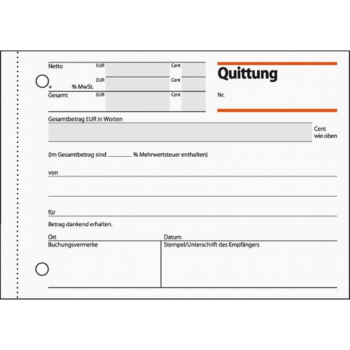 Quittungsblock A6 quer mit Sicherheitsdruck Sigel QU615 Produktbild Additional View 3 L