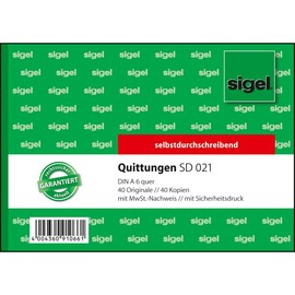 Quittungsblock A6 quer 2x40Blatt selbstdurchschreibend Sigel SD021 Produktbild