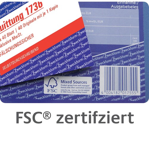 Quittungsblock A6 quer 2x40Blatt selbstdurchschreibend Zweckform 1735 Produktbild Additional View 5 L