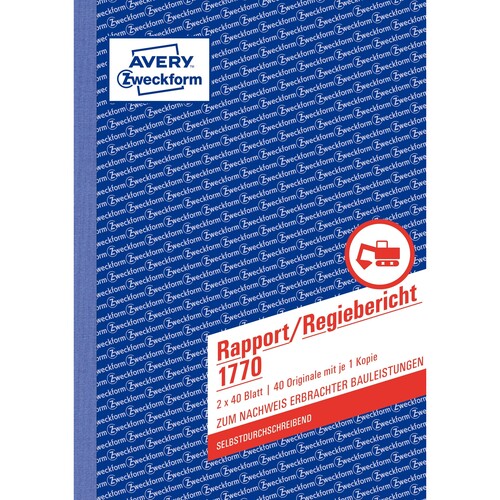 Rapport/ Regiebericht A5 hoch 2x40Blatt selbstdurchschreibend Zweckform 1770 Produktbild Additional View 1 L