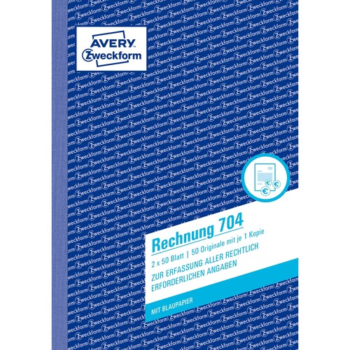 Rechnungsbuch A5 hoch 2x50Blatt mit Blaupapier Zweckform 704 Produktbild Additional View 1 L