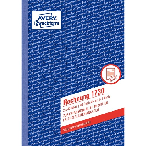 Rechnungsbuch A5 hoch 2x40Blatt selbstdurchschreibend Zweckform 1730 Produktbild Additional View 1 L