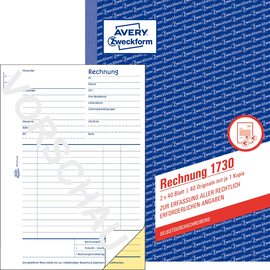 Rechnungsbuch A5 hoch 2x40Blatt selbstdurchschreibend Zweckform 1730 Produktbild