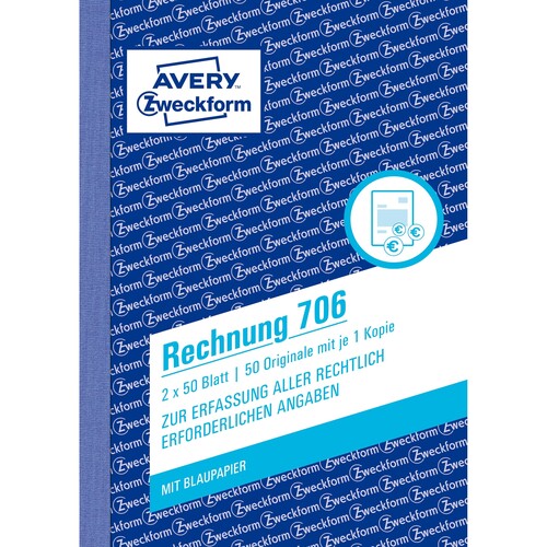Rechnungsbuch A6 hoch 2x50Blatt mit Blaupapier Zweckform 706 Produktbild Additional View 1 L