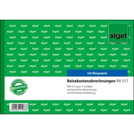 Reisekostenabrechnung wöchentlich A5 quer 50Blatt mit Blaupapier Sigel RA517 Produktbild