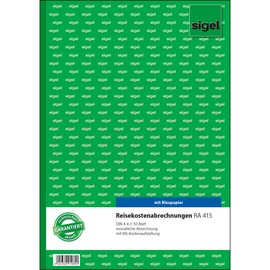 Reisekostenabrechnung monatlich A4 50Blatt mit Blaupapier Sigel RA415 Produktbild
