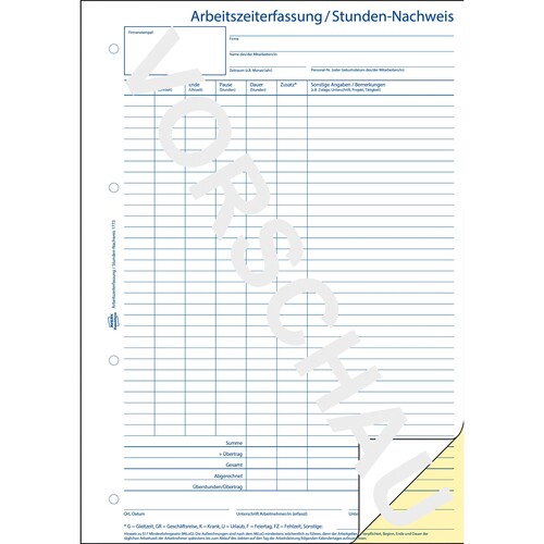 Stunden-Nachweisbuch A4 2x40Blatt selbstdurchschreibend Zweckform 1773 Produktbild Default L