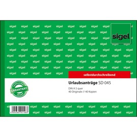 Urlaubsantrag A5 quer 2x40Blatt selbstdurchschreibend Sigel SD045 Produktbild