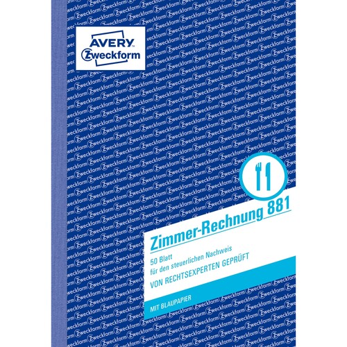 Zimmer-Rechnung A5 hoch 50Blatt beidseitig bedruckt Zweckform 881 Produktbild Additional View 1 L