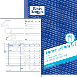 Zimmer-Rechnung A5 hoch 50Blatt beidseitig bedruckt Zweckform 881 Produktbild