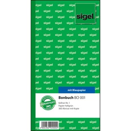 Bonbuch 360 Abrisse 105x200mm 2x60Blatt hellgrün mit Blaupapier Sigel BO001 Produktbild