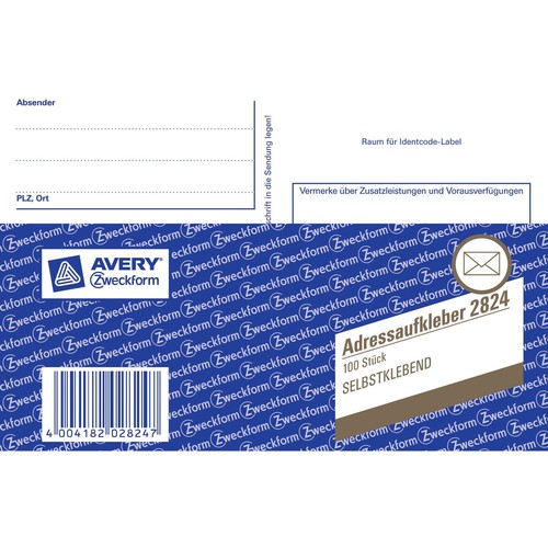 Adress-Aufkleber A6 quer selbstklebend lose Zweckform 2824 (PACK=100 BLATT) Produktbild Additional View 2 L