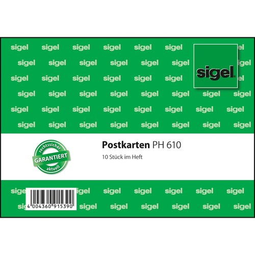 Postkarten A6 quer geheftet Sigel PH610 (ST=10 BLATT) Produktbild