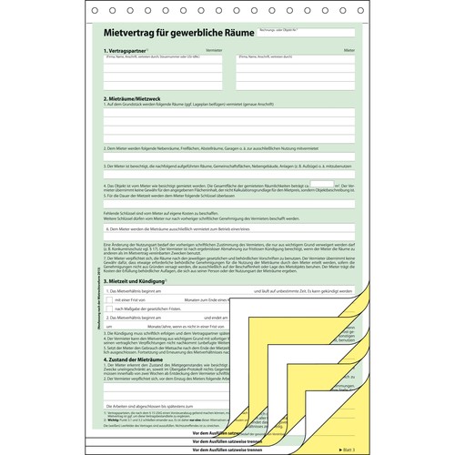 Mietvertrag für gewerbliche Räume A4 3x2Blatt selbstdurchschreibend Sigel MV461 Produktbild