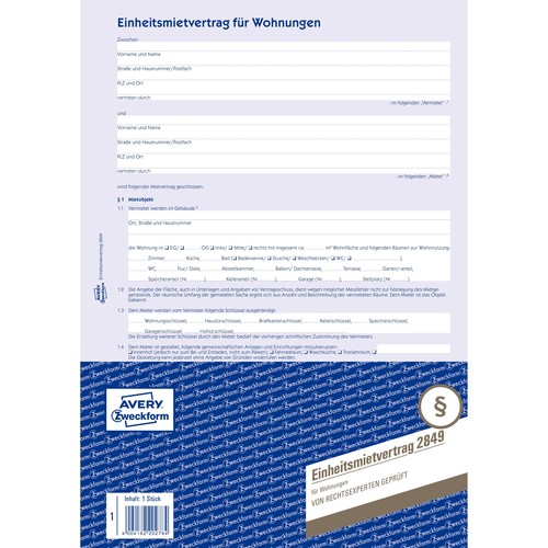 Einheitsmietvertrag A4 4-seitig Zweckform 2849 Produktbild Additional View 1 L