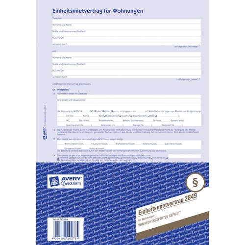 Einheitsmietvertrag A4 4-seitig Zweckform 2849 Produktbild Additional View 2 L