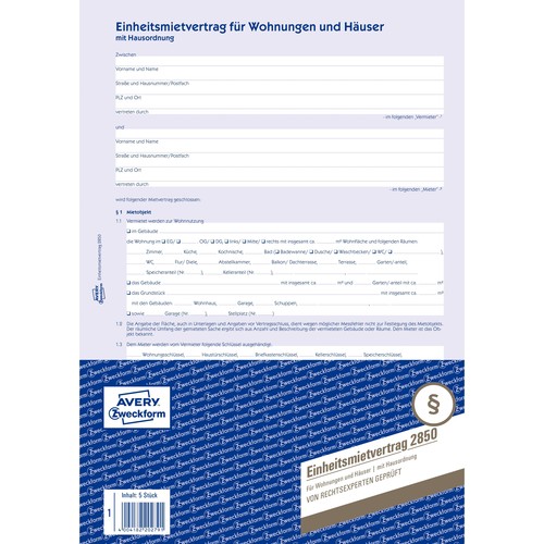 Einheitsmietvertrag A4 6-seitig Zweckform 2850 Produktbild Additional View 1 L