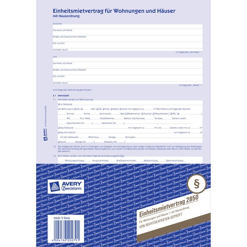 Einheitsmietvertrag A4 6-seitig Zweckform 2850 Produktbild Additional View 2 L