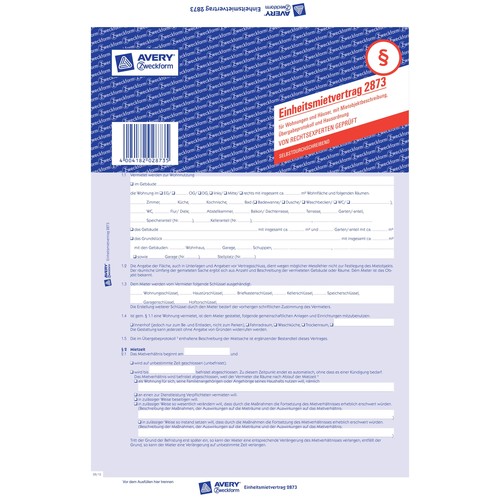 Einheitsmietvertrag 4-seitig mit Kopie selbstdurchschreibend Zweckform 2873 Produktbild Additional View 2 L