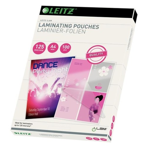Laminierfolien A4 216x303mm 125µ glänzend Leitz 33808 (PACK=100 STÜCK) Produktbild Additional View 1 L