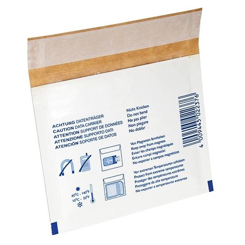 Versandtasche mit Warndruck weiß für 3,5 Zoll-Disketten / 130 x 105mm Produktbild Front View L