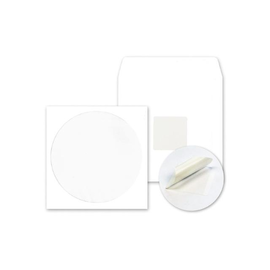 CD-Papierhülle mit Sichtfenster 125x125mm selbstklebend und Haftklebepunkt hinten 90g weiß (KTN=2500 STÜCK) Produktbild