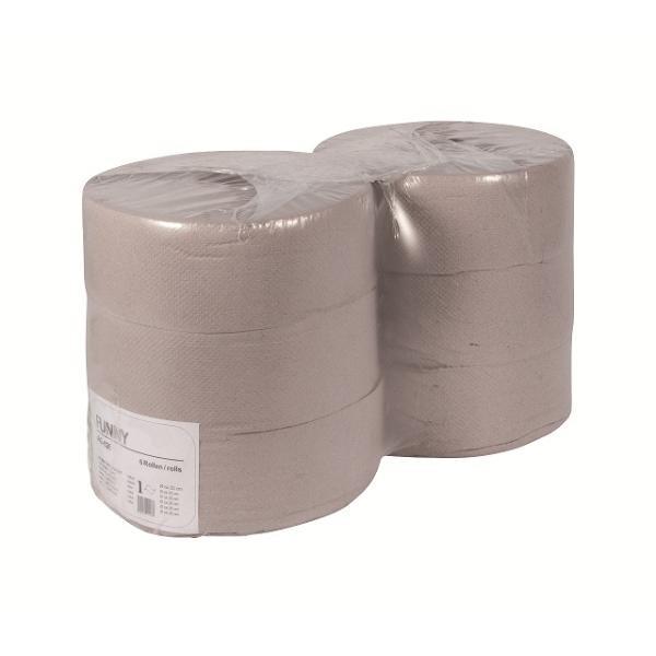 Toilettenpapier Jumbo Rollen 1-lagig / 9cm 525m / Ø25cm / Recycling / grau (PACK=6 ROLLEN) Produktbild Front View XL
