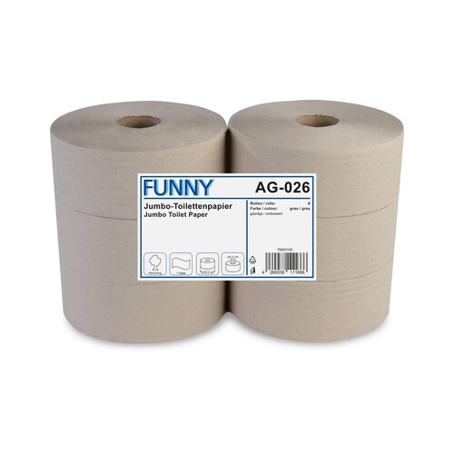 Toilettenpapier Jumbo Rollen 1-lagig / 9cm 525m / Ø25cm / Recycling / grau (PACK=6 ROLLEN) Produktbild