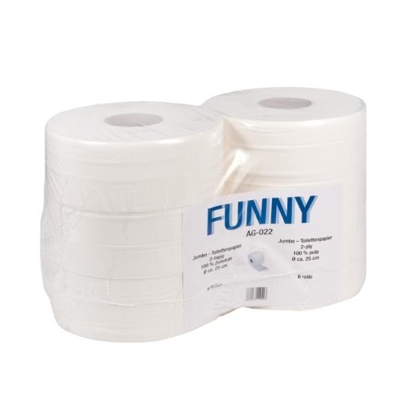 Toilettenpapier Jumbo Rollen 2-lagig / 9,6cm 300m / Ø25cm / Zellstoff / hochweiß (PACK=6 ROLLEN) Produktbild Front View XL