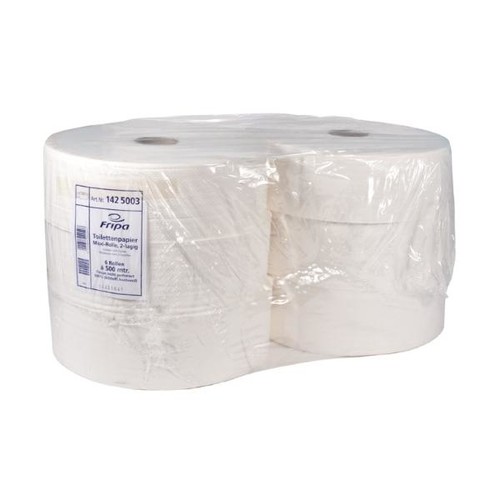 Toilettenpapier Jumbo Rollen 2-lagig / 8,9cm 500m / Ø31cm / Zellstoff / hochweiß (PACK=6 ROLLEN) Produktbild Front View L
