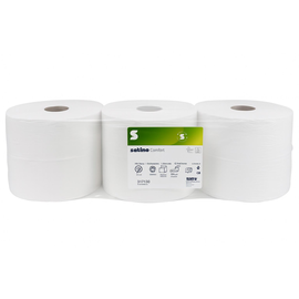 Toilettenpapier Jumbo Rollen 2-lagig / 9,2cm 380m / Ø26cm / Recycling / hochweiß / Satino Comfort (PACK=6 ROLLEN) Produktbild