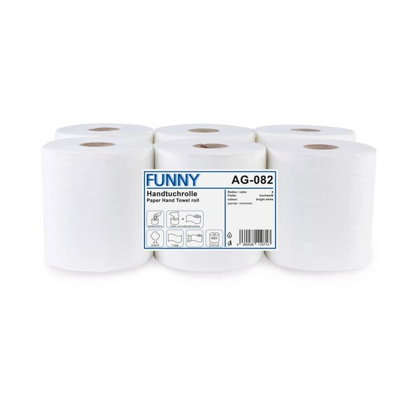 Handtuchrollen 1-lagig / hochweiß / 20cm / 300m / Ø19cm / Zellstoff / ØKern 6cm / Innen-/Außenabwicklung (PACK=6 ROLLEN) Produktbild