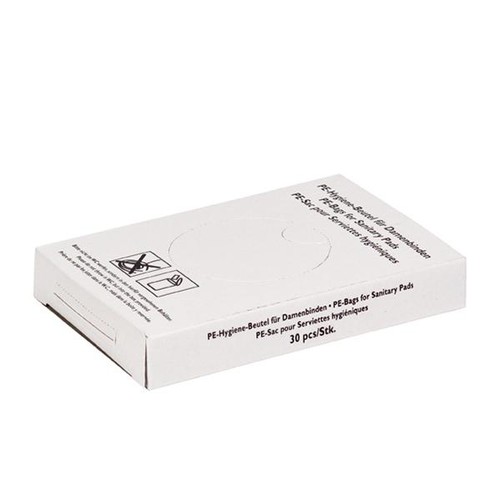 Hygienebeutel Kunststoff 80+70x250mm / weiß (KTN=750 STÜCK) Produktbild Front View L