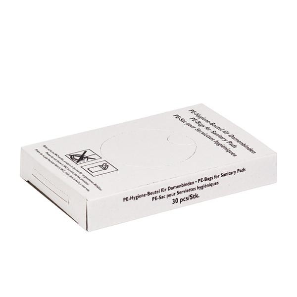 Hygienebeutel Kunststoff 80+70x250mm / weiß (KTN=750 STÜCK) Produktbild Front View XL