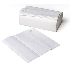 Handtuch Interfold Kurz-Z-Falz 2-lagig / 22x23cm / Zellstoff / weiß / e2 mit Druck  e one (KTN=3750 STÜCK) Produktbild