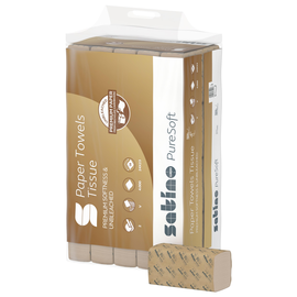 Handtuch Zickzack-V-Falz 2-lagig / 24x23cm / Beige / 100% recycelt Satino PureSoft (KTN=4000 STÜCK) Produktbild