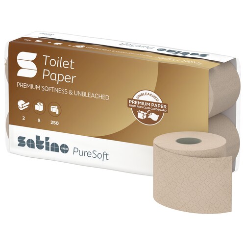 Toilettenpapier 2-lagig / 250 Blatt / Beige / 100% recycelt / Satino PureSoft (PACK=64 ROLLEN) Produktbild