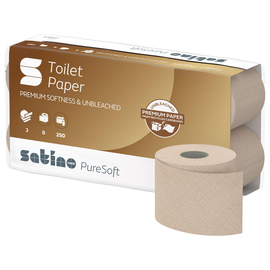 Toilettenpapier 3-lagig / 250 Blatt / Beige / 100% recycelt / Satino PureSoft (PACK=64 ROLLEN) Produktbild