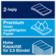 Handtuch Interfold Lang-W-Falz 2-lagig / 21,2x34cm / Premium H2 / hochweiß / extra weich / Tork 100297 (KTN=2100 STÜCK) Produktbild Additional View 5 S