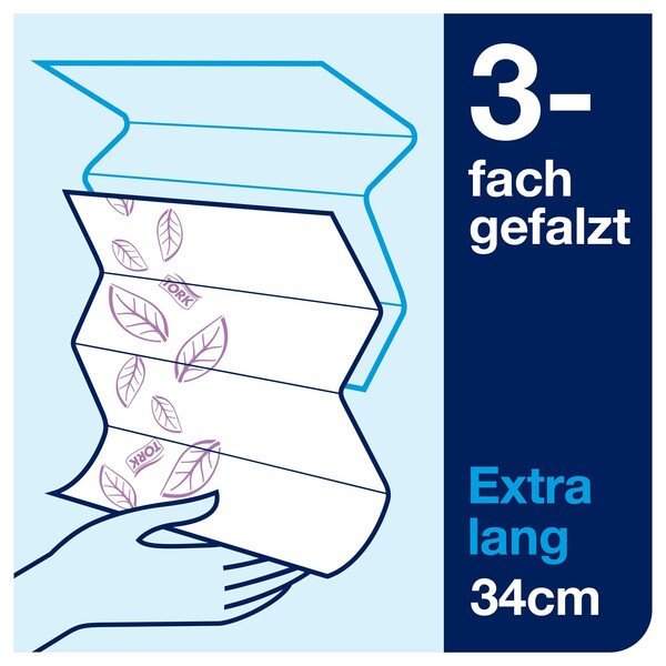 Handtuch Interfold Lang-W-Falz 2-lagig / 21,2x34cm / Premium H2 / hochweiß / extra weich / Tork 100297 (KTN=2100 STÜCK) Produktbild Additional View 2 XL