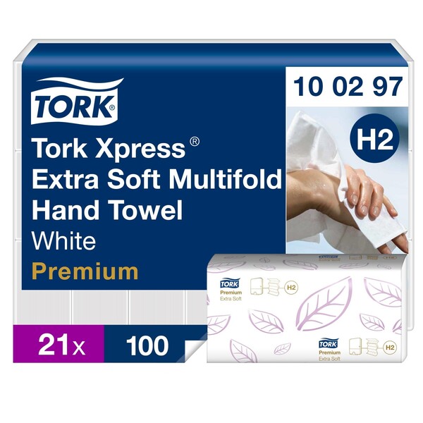 Handtuch Interfold Lang-W-Falz 2-lagig / 21,2x34cm / Premium H2 / hochweiß / extra weich / Tork 100297 (KTN=2100 STÜCK) Produktbild Additional View 1 XL