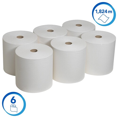 Handtuchrollen Scott 1-lagig / weiß / 19,8cm / 304m / Kimberly Clark 6667 (PACK=6 ROLLEN) Produktbild Additional View 5 L