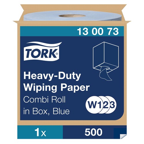Wischtuch extra stark 2-lagig / blau / 23,5x34cm / 170m / Ø26,2cm / 500 Abrisse / Tork Premium 130073 Produktbild Additional View 1 L