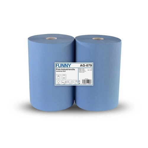 Putzrollen Recycling 3-lagig / blau / 37,5x34cm / 170m / Ø26cm / 500 Blatt (PACK=2 ROLLEN) Produktbild